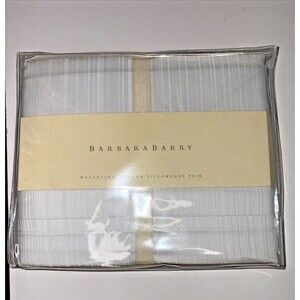 Barbara Barry Watertint Blue Wave Queen Pillow Cases 310 Thread Count NWT $87.50